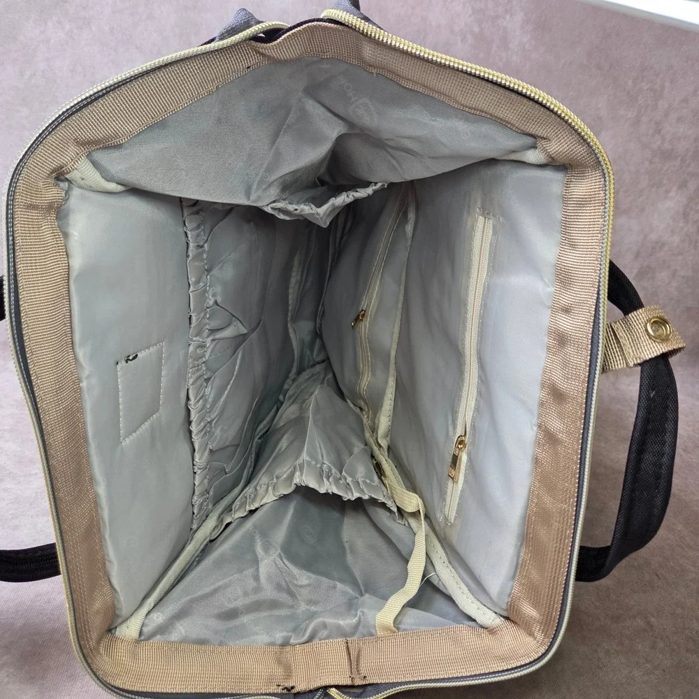 Taylor'd Baby Diaper Bag Backpack Black Tan Multi-Pocket Travel Bag